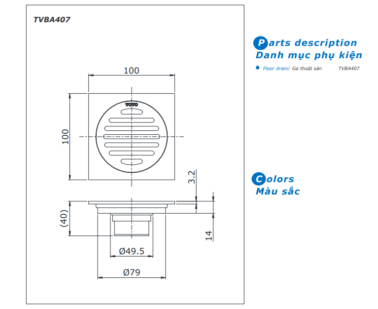 Ga thoát sàn TOTO TVBA407