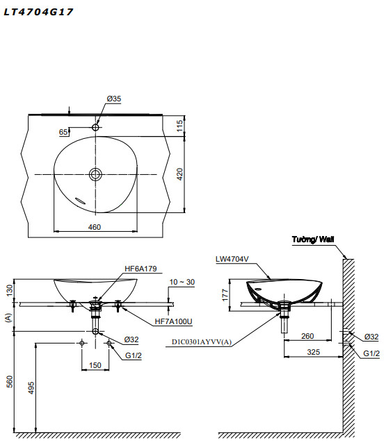 Chậu lavabo đặt bàn TOTO LT4704G17