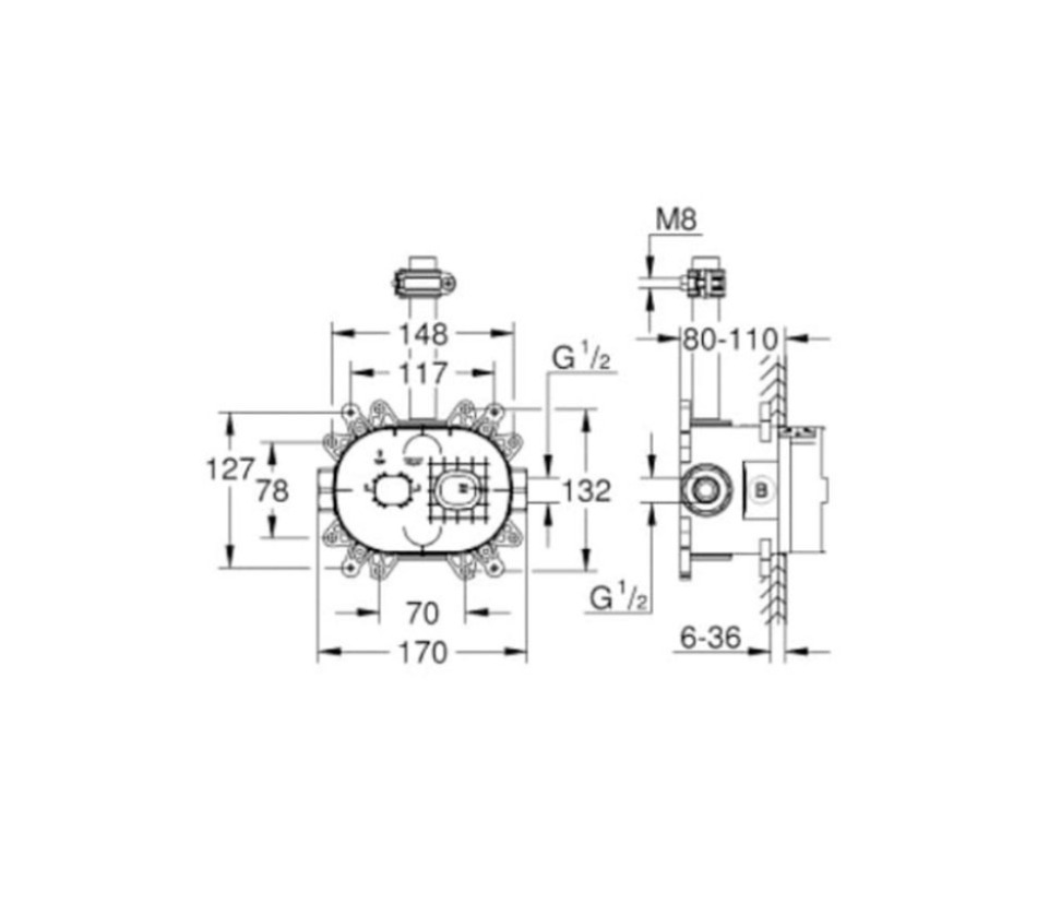 Bộ trộn sen âm tường GROHE 26264001