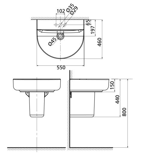 Chậu rửa treo tường American Standard 0553-WT