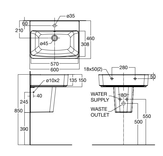 Chậu rửa treo tường American 0507W-WT / 0707-WT