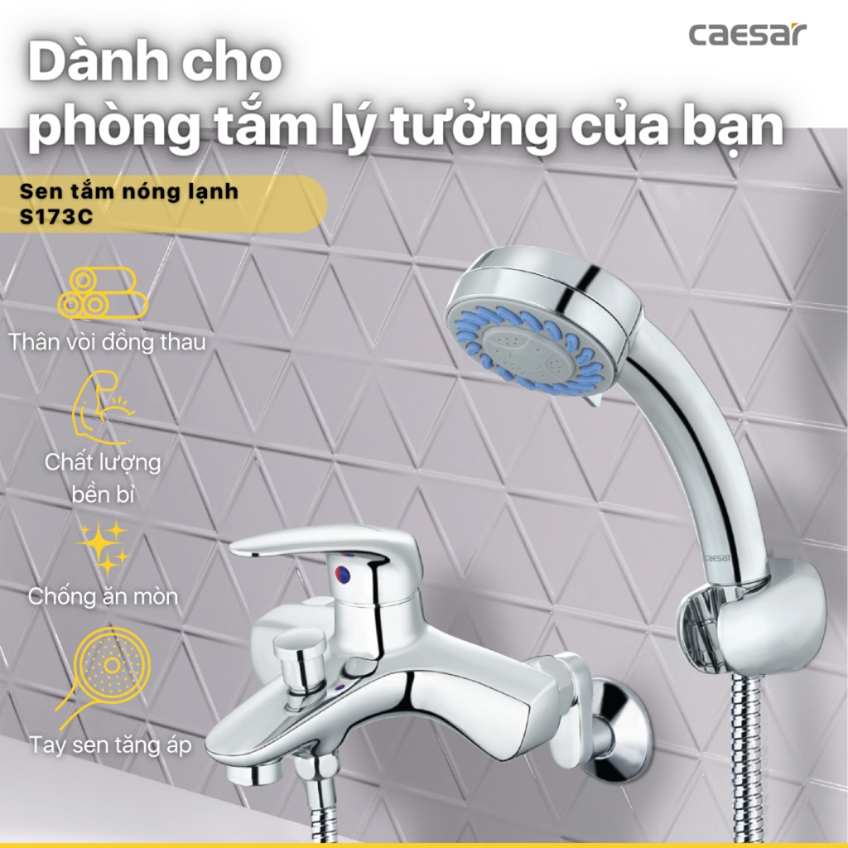 Vòi sen nóng lạnh Caesar S173C