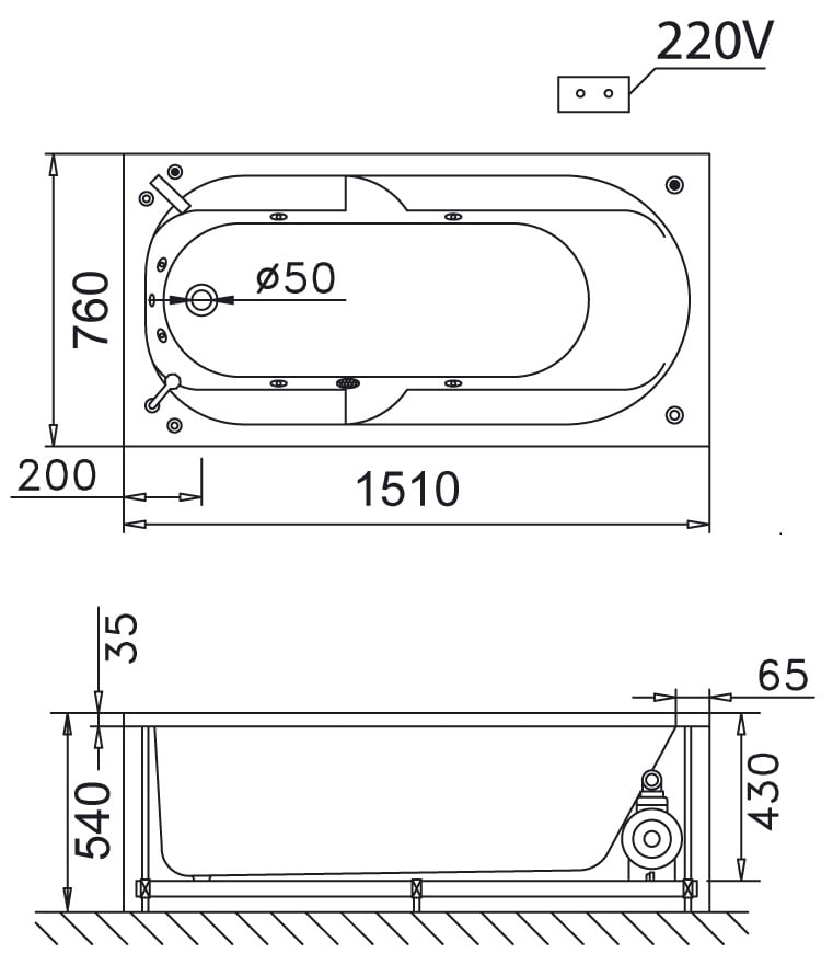 Bồn tắm nằm Caesar AT0150L(R) có chân yếm