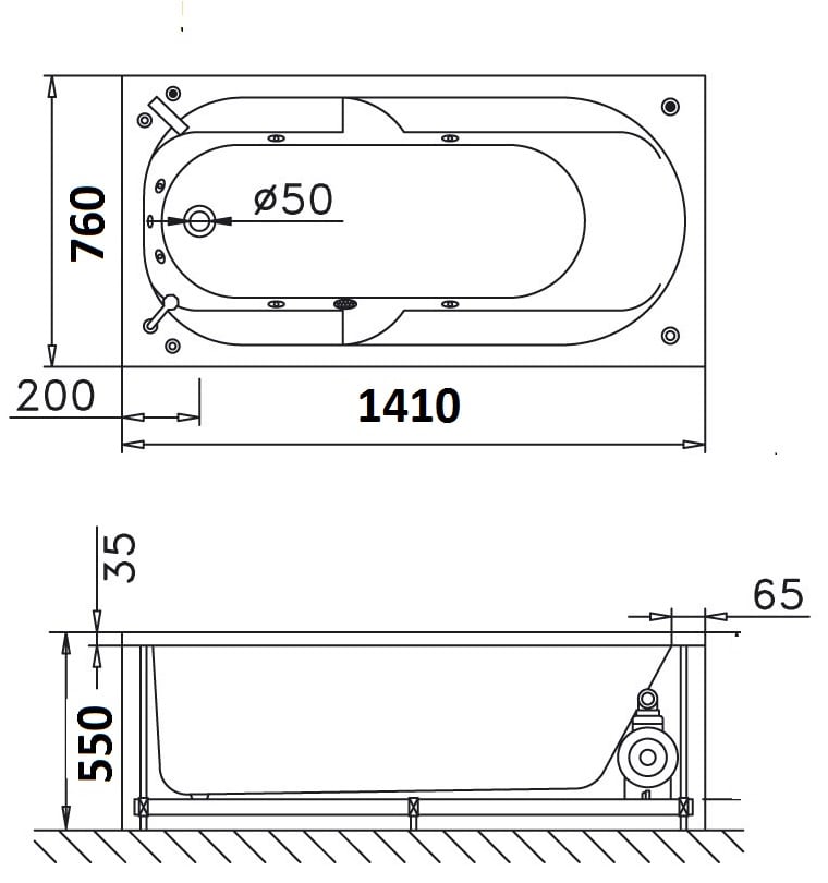Bồn tắm xây Caesar AT0640 không chân yếm