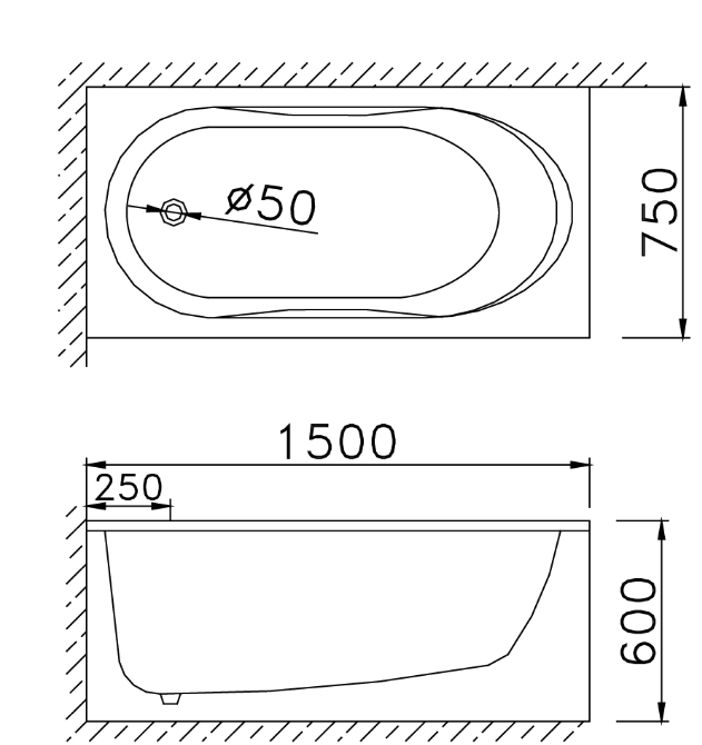 Bồn tắm nằm Caesar AT2150L(R) có chân yếm