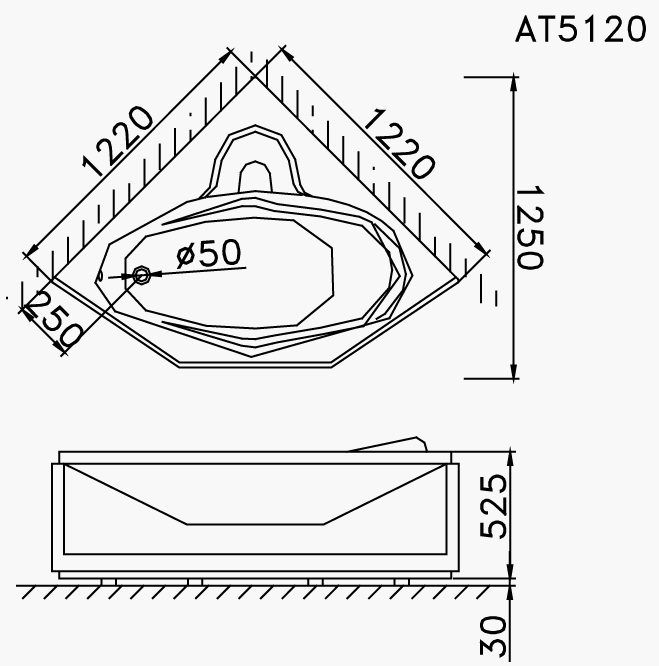 Bồn tắm góc Caesar AT5120 có chân yếm
