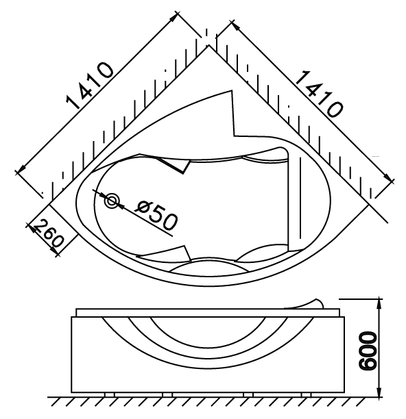 Bồn tắm góc xây Caesar AT5140A không chân không yếm