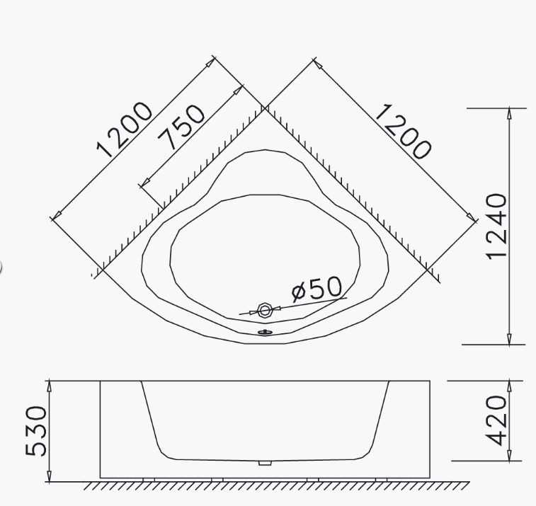Bồn tắm góc có chân có yếm Caesar AT5220