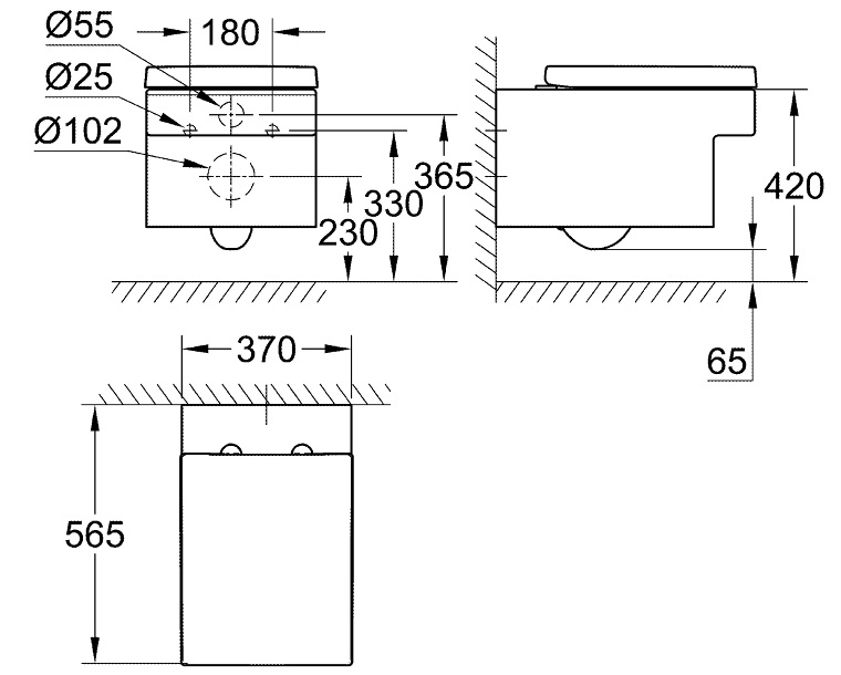 Thân Bồn Cầu Grohe 39244000 Eurocube Treo Tường