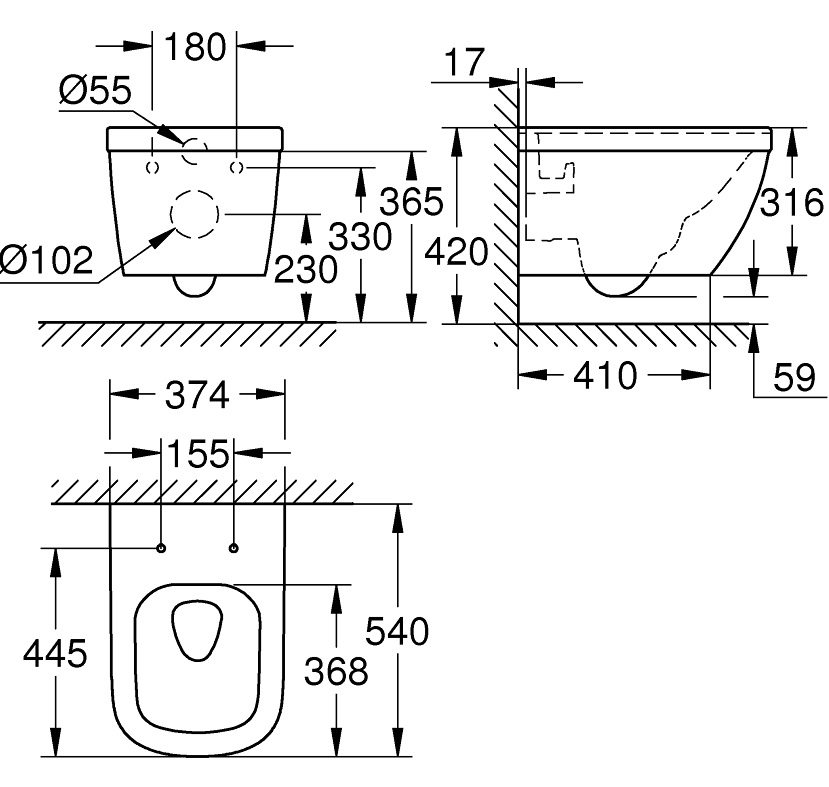 Bồn Cầu Grohe 39328000 Treo Tường