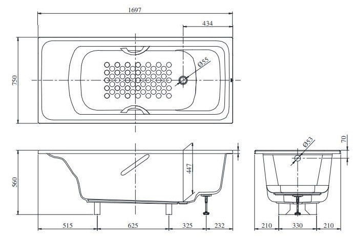 Bồn tắm TOTO PPY1780PEP_DB505R-3B_TVBF412