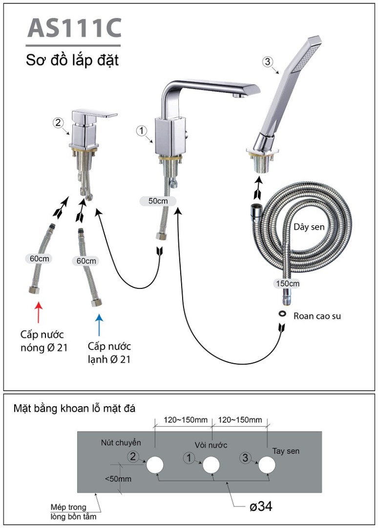 Vòi Sen Bồn Tắm Caesar AS111C
