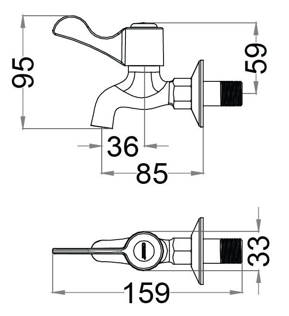 Vòi Nước Lạnh Gắn Tường Caesar W027C