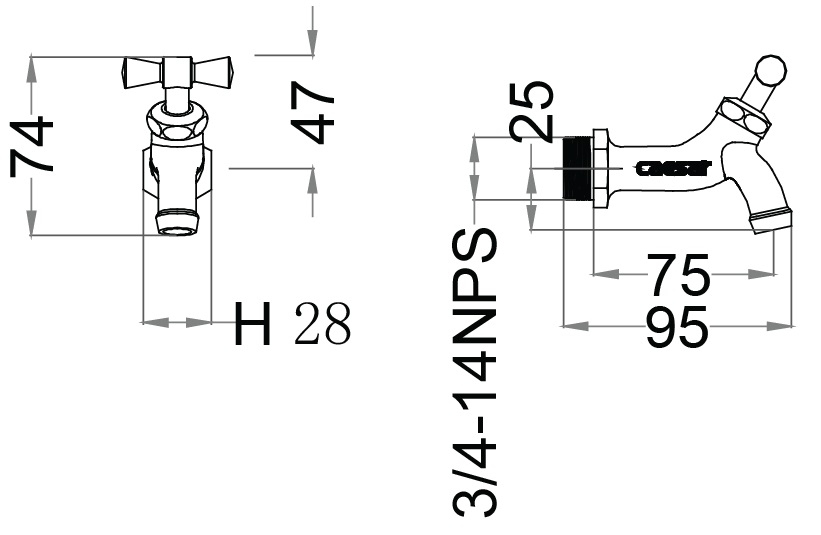 Vòi Nước Lạnh Gắn Tường Caesar W035-1