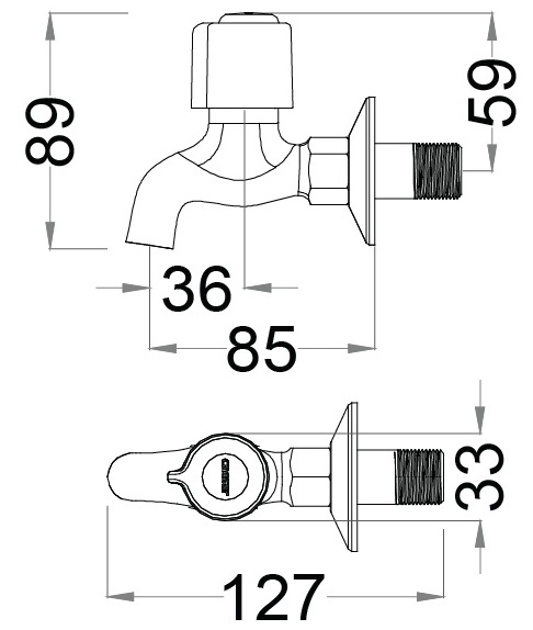 Vòi Nước Lạnh Gắn Tường Caesar W037C