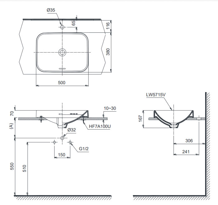 Chậu lavabo đặt bàn TOTO LT5715
