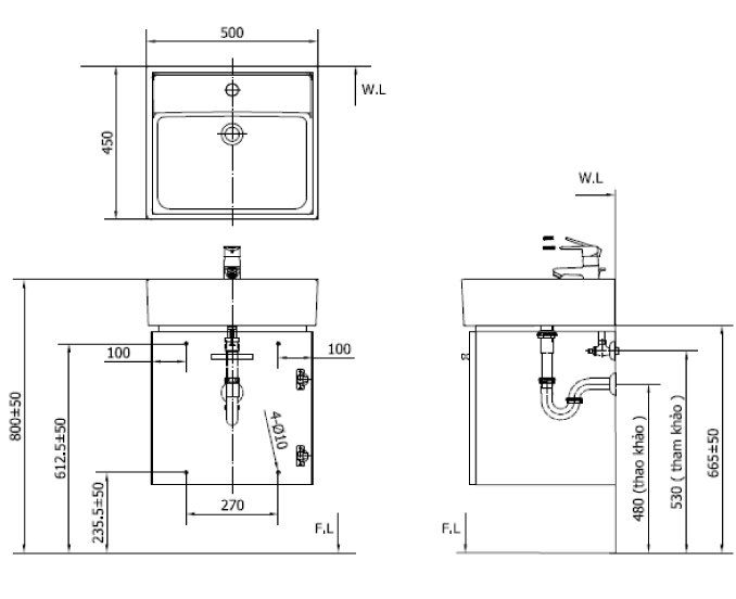 Bộ tủ chậu inax cao cấp CB0504-4IF-B