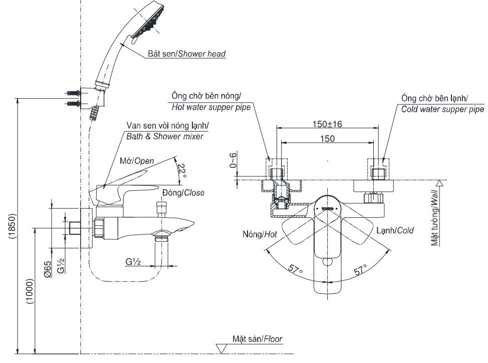 Sen Tắm TOTO TBG04302VA Nóng Lạnh