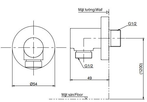 Cút nối tường TOTO TBW02013B