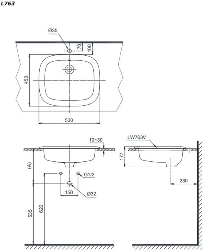 Chậu Lavabo TOTO L763 Dương Vành