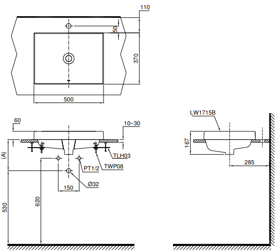 Chậu lavabo đặt bàn TOTO L1715