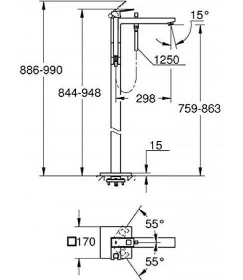 Vòi Bồn Tắm Grohe 23672001/29086000 Đặt Sàn Eurocube