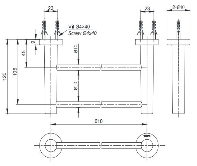 Thanh vắt khăn giàn TOTO YT406W6V