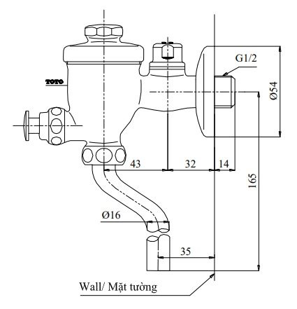 Van Xả Nhấn Bồn Tiểu Nam TOTO DU601SRR
