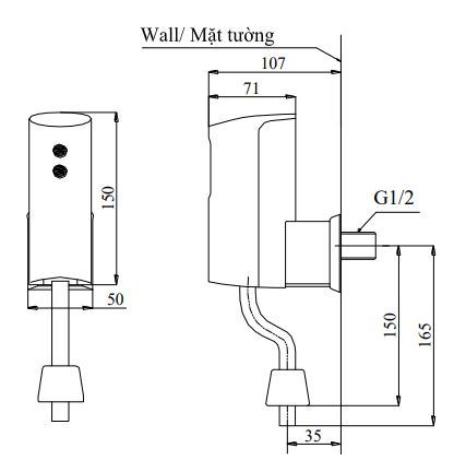 Van Xả Cảm Ứng TOTO DUE110PSK Dùng Pin