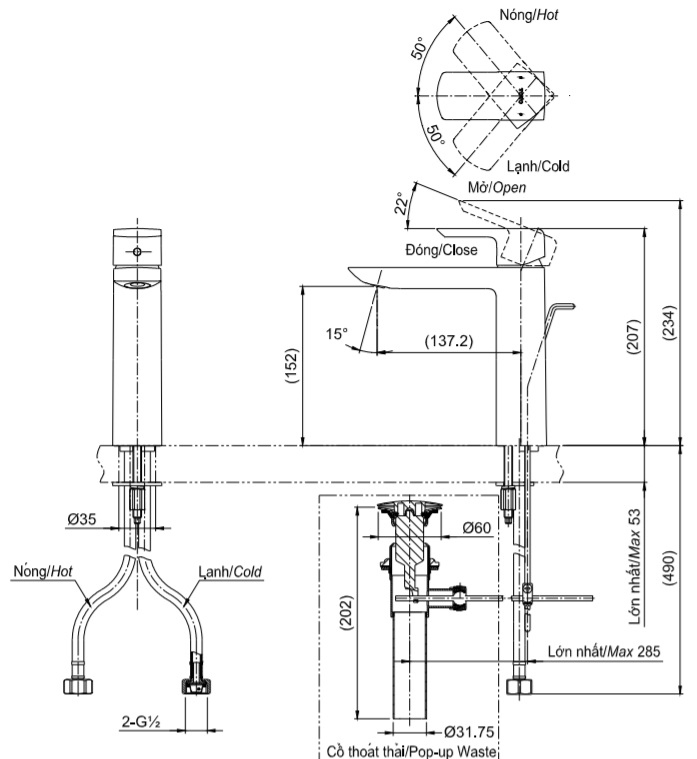 Vòi Lavabo Nóng Lạnh TOTO TLG02304V