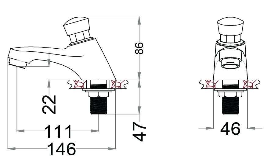 Vòi rửa bán tự động 1 đường lạnh Caesar B053CU