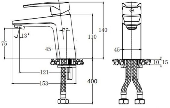 Vòi Lavabo Caesar B390CBU Nóng Lạnh
