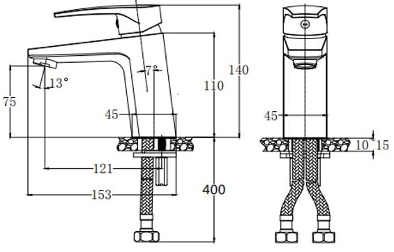 Vòi rửa lavabo Caesar B390CU nóng lạnh