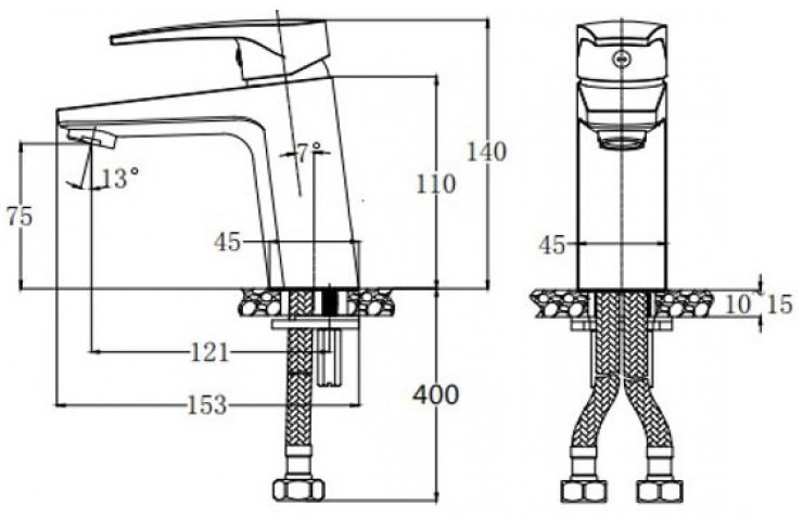 Vòi Lavabo Caesar B390CWU Nóng Lạnh