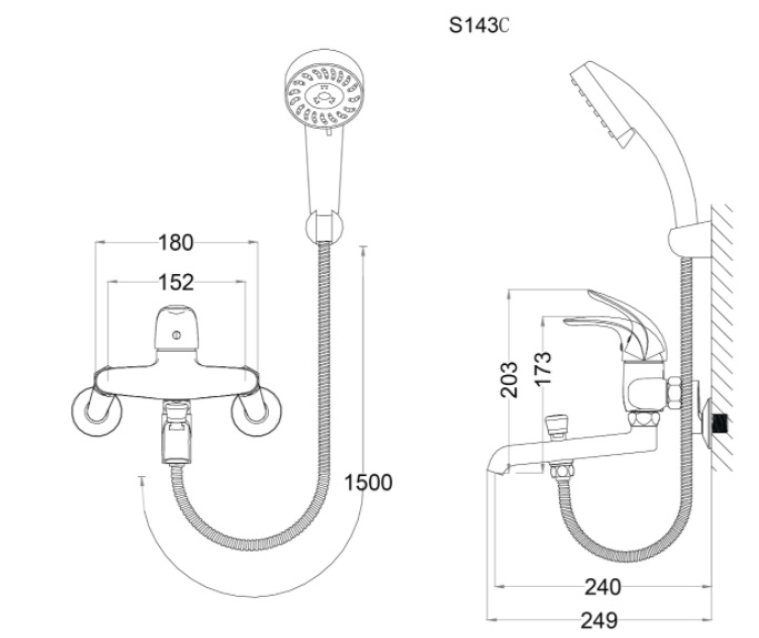 Vòi sen nóng lạnh CAESAR S143C