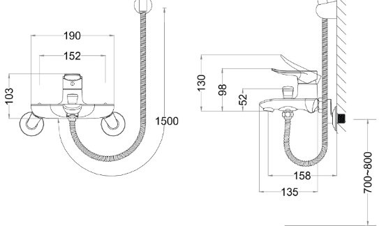 Vòi sen nóng lạnh Caesar S493C