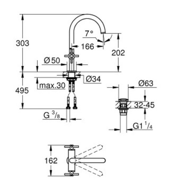Vòi Chậu Grohe Atrio L-Size 21019003 Nóng Lạnh