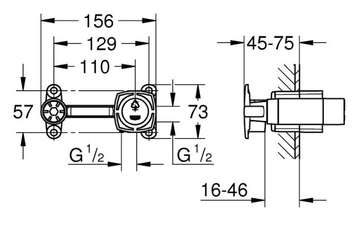 Bộ Âm Grohe 23319000 Vòi Chậu Nóng Lạnh 2 Lỗ Gắn Tường