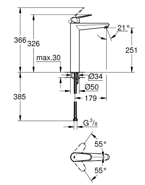 Vòi Chậu Grohe Eurodisc Cosmo XL-Size 23432000 Nóng Lạnh