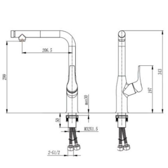 Vòi rửa bát Geler GL-295B nóng lạnh