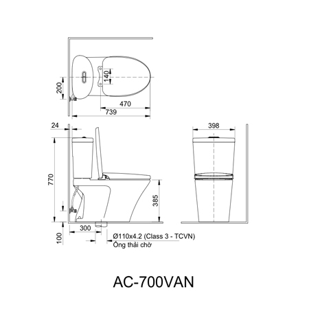 Bàn cầu hai khối AC-700VAN