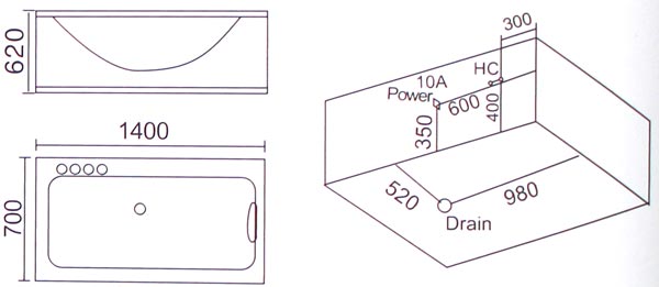 Bồn tắm massage Laiwen W-3155