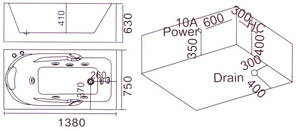 Bồn tắm massage Laiwen W-3174