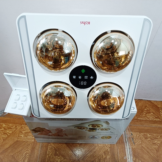 Đèn sưởi 4 bóng kết hợp quạt thông gió âm trần Braun Kohn BU06G (Công tắc)