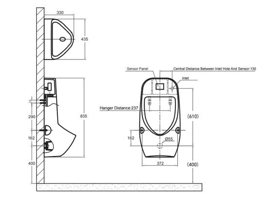 Bồn tiểu nam Bravat C2522W-B1-ENG cảm ứng