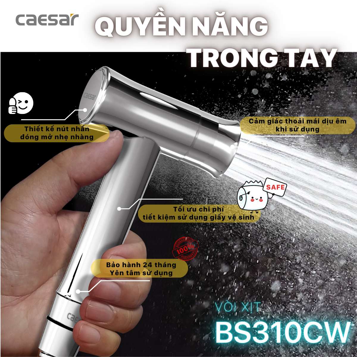 Vòi xịt toilet Caesar BS310CW