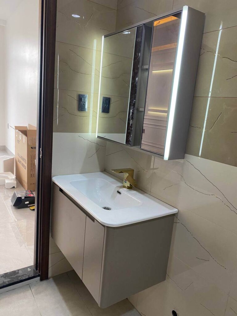 Bộ tủ gương lavabo phòng tắm cao cấp Enic BT11 Mẫu Nâu 70cm – 100cm