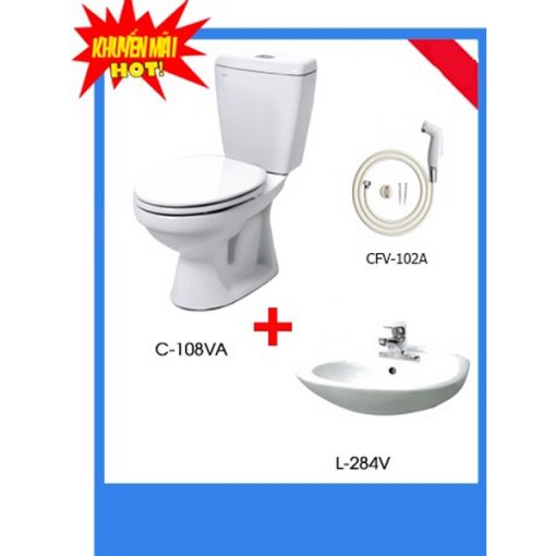 Combo bồn cầu Inax C-108VA + Chậu rửa Inax L-284V + Vòi xịt CFV-102A