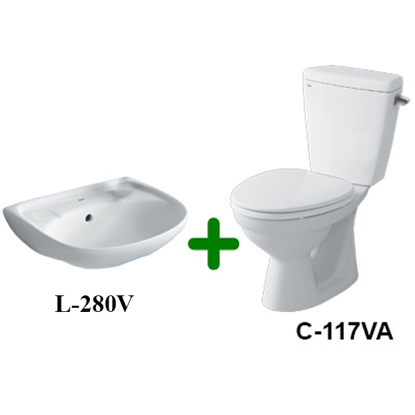 Combo bồn cầu INAX C-117VA+chậu rửa mặt inax L-280V