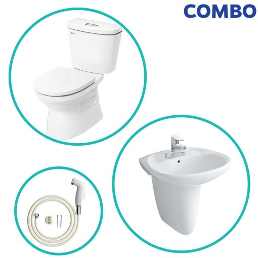 Combo bồn cầu Inax C-306VA + Chậu rửa L-284V + Vòi xịt CFV-102A